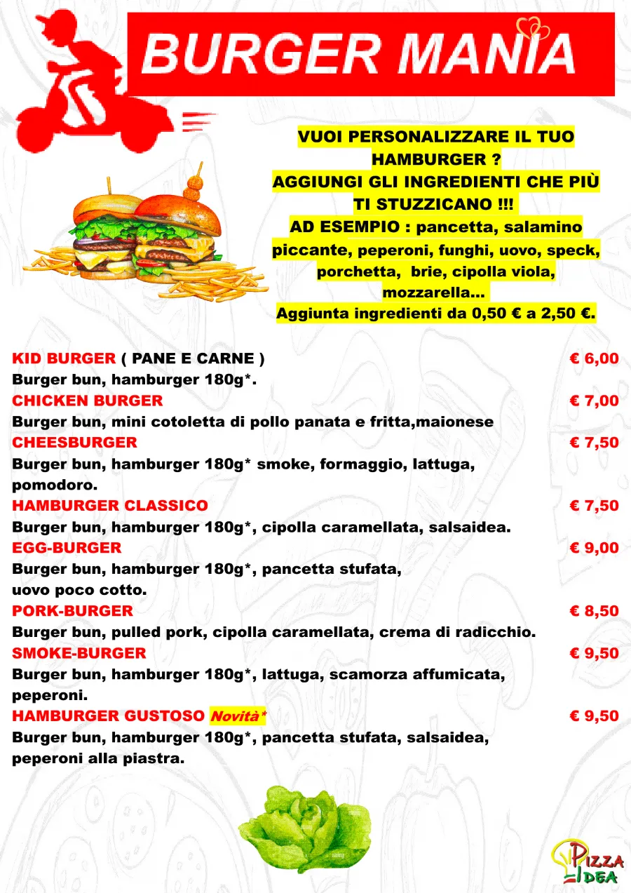 Listino online : Menu Nuovo listino Pizzaidea Ceggia